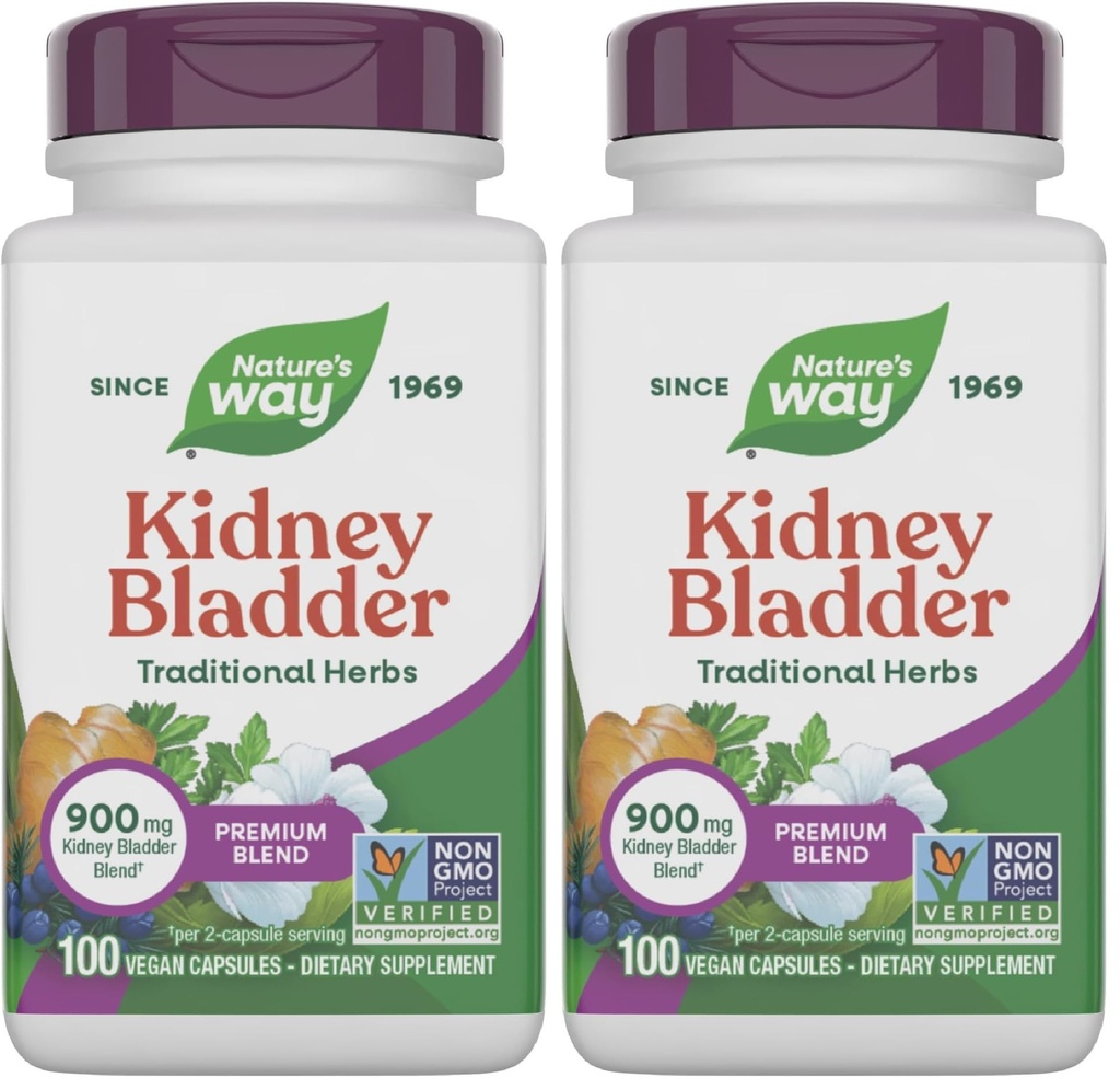 Nature's Way Kidney Bladder Premium Blend, Traditional Herbs Supplement, 900 mg per 2-Capsule Serving, Non-GMO Project Verified, Vegan, 100 Capsules (Packaging May Vary), (Pack of 2)