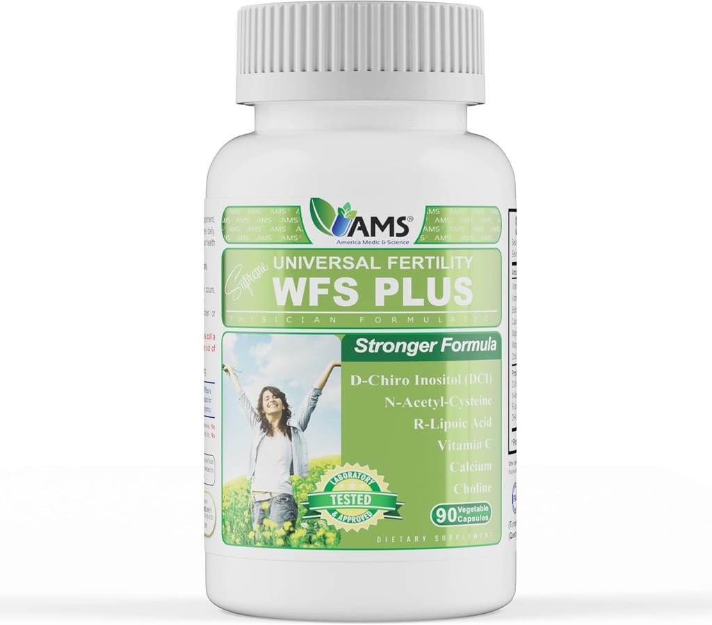Amerika Medic & Science WFS Plus Women (90 Capsules) Supports Ovulatory Health | Natural Preconception Vitamins, Reproductive Aid, D-Chiro Inositol, DHA |15-Day Supply.
