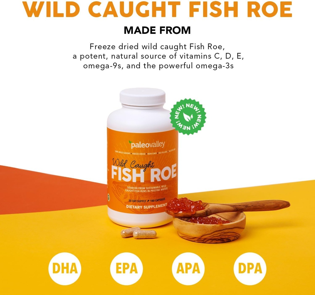 Paleovalley Wild Capt Fish Roe - DHA/EPA, Full Spectrum Omega -3 Λιπαρά Οξέα - Φλεγμονή, Όραμα, Mood, Ανοσία Boost - 28 Υπηρεσίες