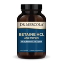 Dr. Mercola Betaine HCL & Pepsin - pH Dengesi için Kalıcı Destek Desteği - Aids Mineral & Nutrient Abors - Digestive Aid - Non-GMO, Gluten-Free & Soy-Free - 90 Capsules (30 hizmet)