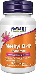 NOW Συμπληρώματα, Methyl B-12 (Methylcobalamin) 1.000 mcg, Υγεία του Νευρικού Συστήματος*, 100 Lozenges