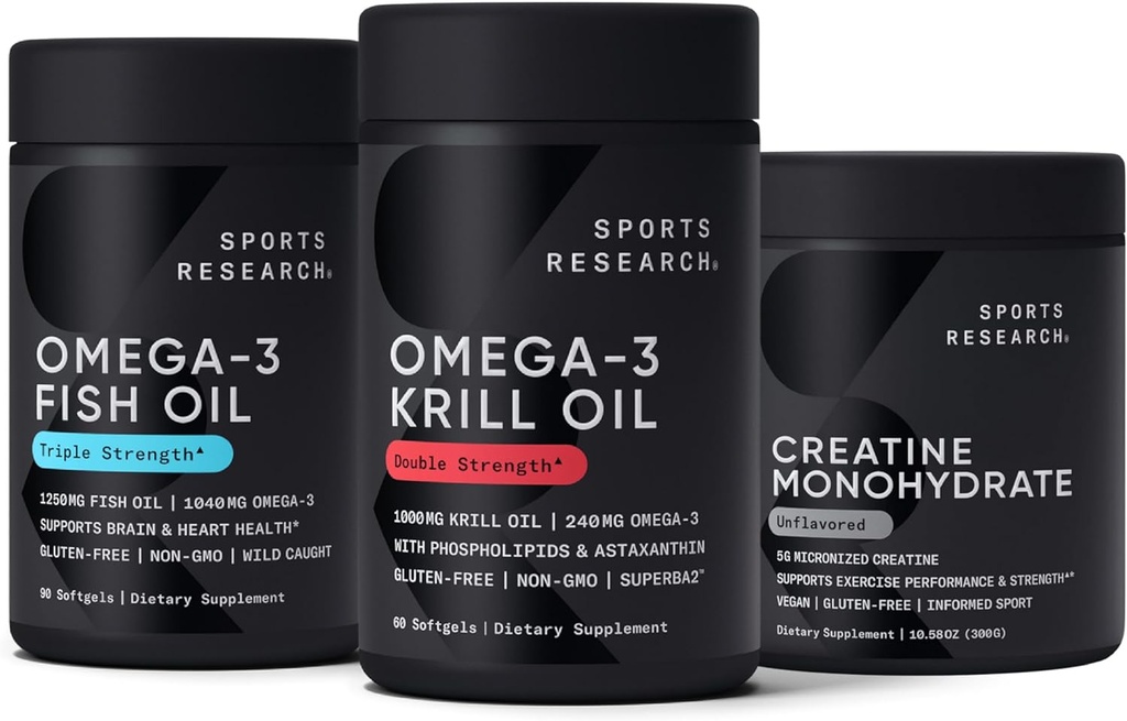 Spor Araştırması Omega Power House Antarktika Krill & Fish Oil Tarafından Triple Strength EPA DHA ve Phoslipids, Choline & Astaxanthin - Şampiyonlar için Fit