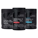 Sports Research Creatine Monohydrate Enhanced by The Omega Power House Ανταρκτική Krill & Fish Oil with Triple Strength EPA DHA and Phospholipids, Choline & Aspaxanthin - Fit for Champions