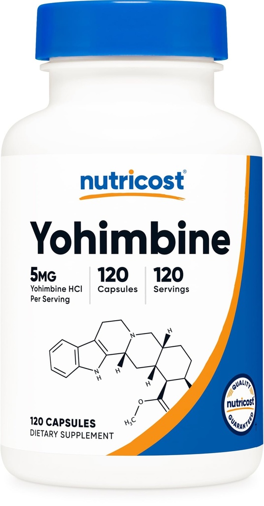 Nutricost Yohimbine HCl 5mg, 120 κάψουλες - Χωρίς γλουτένη και μη ΓΤΟ