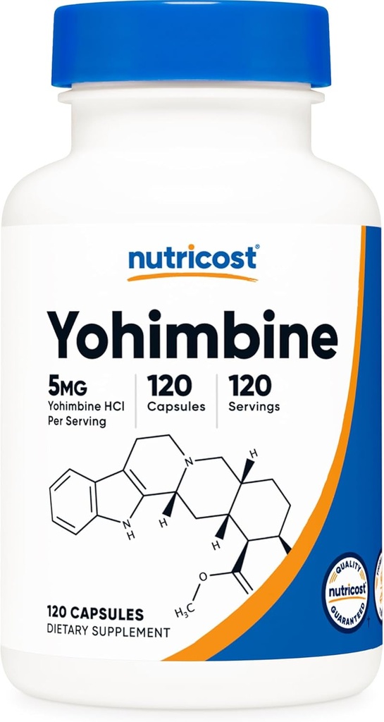 Nutricost Yohimbine HCl 5mg, 120 κάψουλες - Χωρίς γλουτένη και μη ΓΤΟ