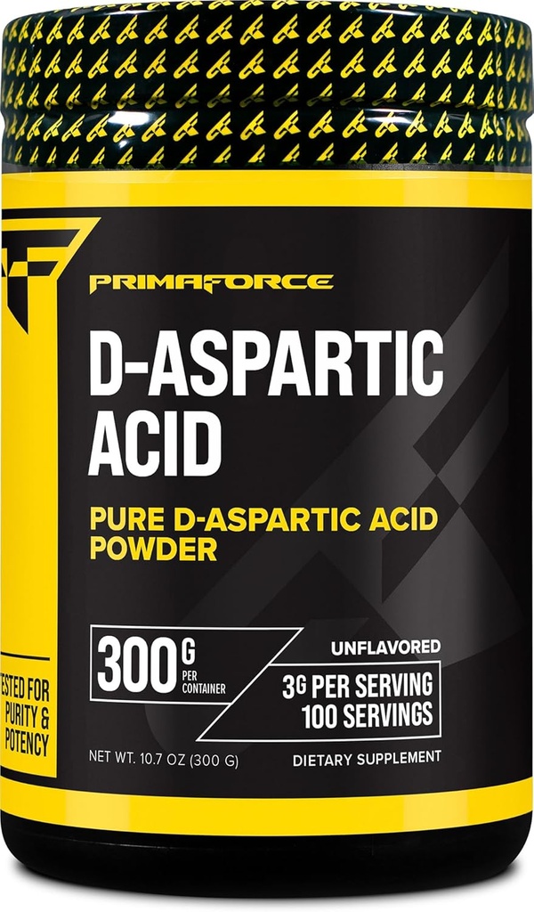 Primaforce D-Aspartic Acid 300 Grams (100 Hizmet), Unflavored, Vegetarian, Non-GMO