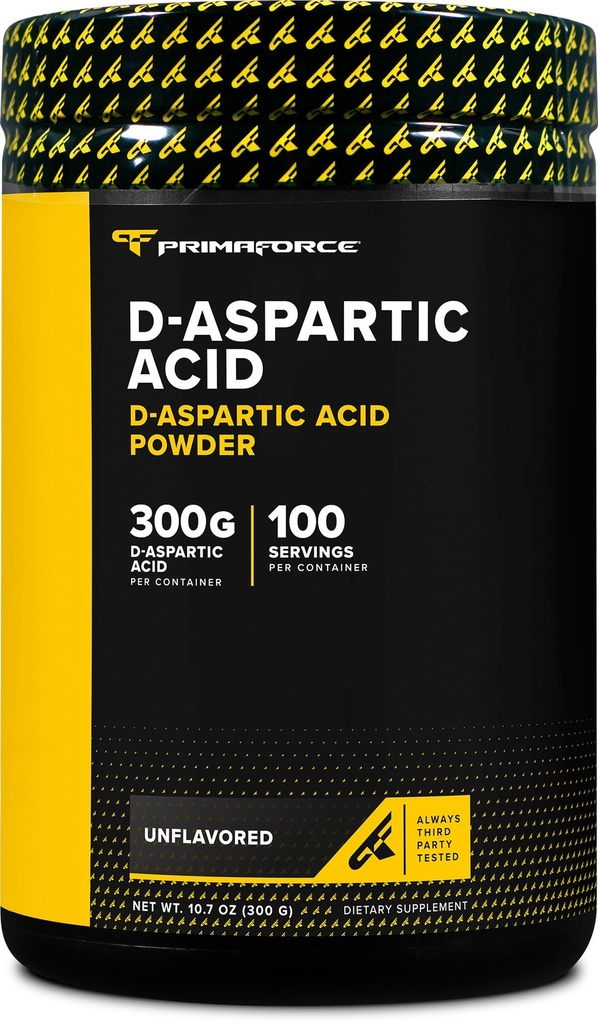 Primaforce D-Aspartic Acid 300 Grams (100 Hizmet), Unflavored, Vegetarian, Non-GMO