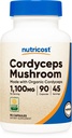Nutricost Cordyceps Mushroom Capsules 1100 mg, 45 Serv - CCOF Organik, Vejetaryen, Gluten Free, 550 mg Per Capsule (90 Capsules)