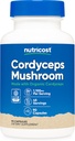 Nutricost Cordyceps Mushroom Capsules 1100 mg, 45 Serv - CCOF Organik, Vejetaryen, Gluten Free, 550 mg Per Capsule (90 Capsules)