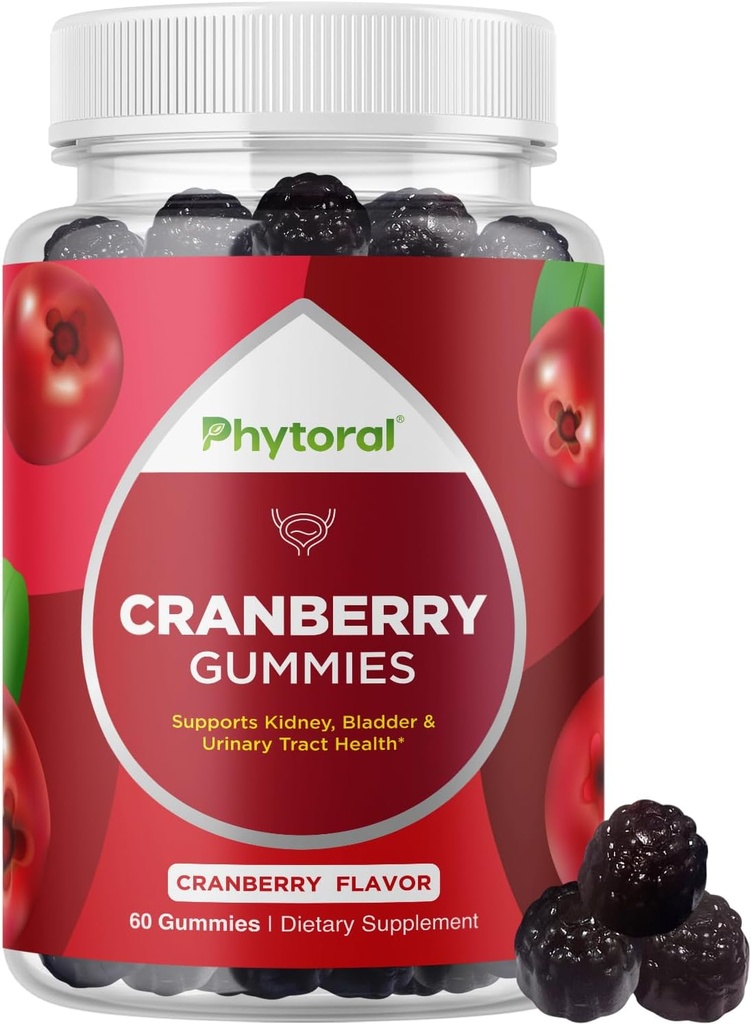 Φυτοσυλλογική επιπλέον δύναμη Cranberry Gummies για τις γυναίκες - Delicious Poent Supplement and Men Bladdder Kidney Urinary Tract Health Support Daily Vitamins (30 Services)