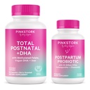 Pink Stork Postnatal Multivitamin + Probiyotiks with Vegan DHA, Ashwagandha, Iron, Folate, B12 - Supports Hormon Balance, Postpartum Recovery, Gut Health, & Digestion - Pack of 2