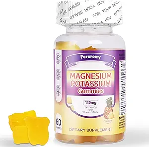FaroromyPyum Magnezyum Gummies, Sugar-Free Magnezyum Glycinate Supplement, Supports Leg Comfort, Muscle Function & Heart Health, Non-GMO, Pineapple Flavor, 60 Count