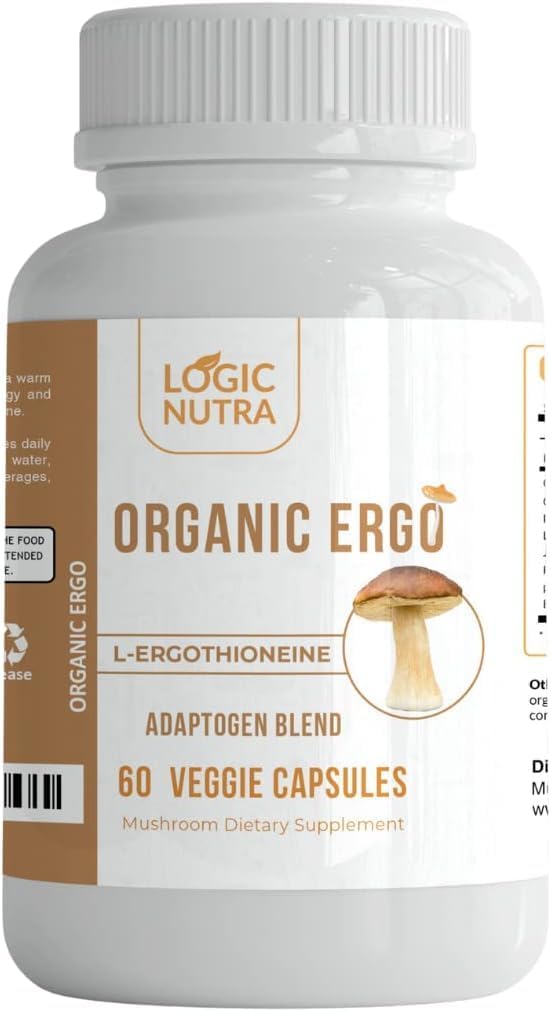 L-Ergothioneine Plus Organik Cordyceps Mushroom, Lion's Mane, Reishi, Astragalus, Sibirya SMA, Ashwagandha – 60 Caps