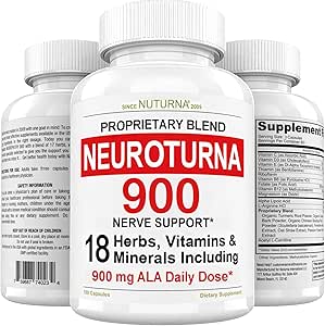 Neuropati 900 mg Pure Alfa Lipoic Asit ile Nerve Supplement'i Destekliyor - En Güçlü Formula, Parmaklarda Nerves, Hands, Toes, & Foot - En İyi Peripheral Relief Support - 180 Capsules