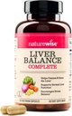 NatureWise Liver Balance Detox Supplement - Triple Repair Formula with Milk Thistle, Dandelion, Turmeric, Artichoke, Reishi Mushroom & Kudzu, Vegan - 60 Capsules[30 Günlük Supply]