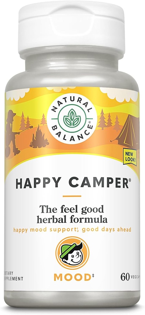 Doğal Denge Mutlu Kamper - Feel- Good Mood Support Supplement - Gotu Kola, Passion Flower ve Kava Kava Kava Capsules - 60 Günlük Garanti (30 Hizmet, 60 VegCaps)
