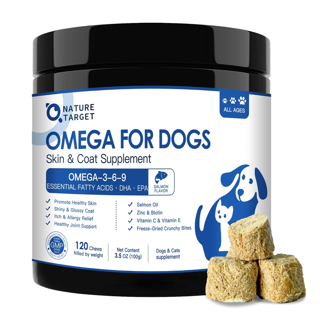 Köpekler için Omega 3 Balık Yağı, EPA & DHA Fatty Asits ile Dövme ve Anti Shedding, Hot Spots Tedavisi - Hip & Ortak Destek - 120ct