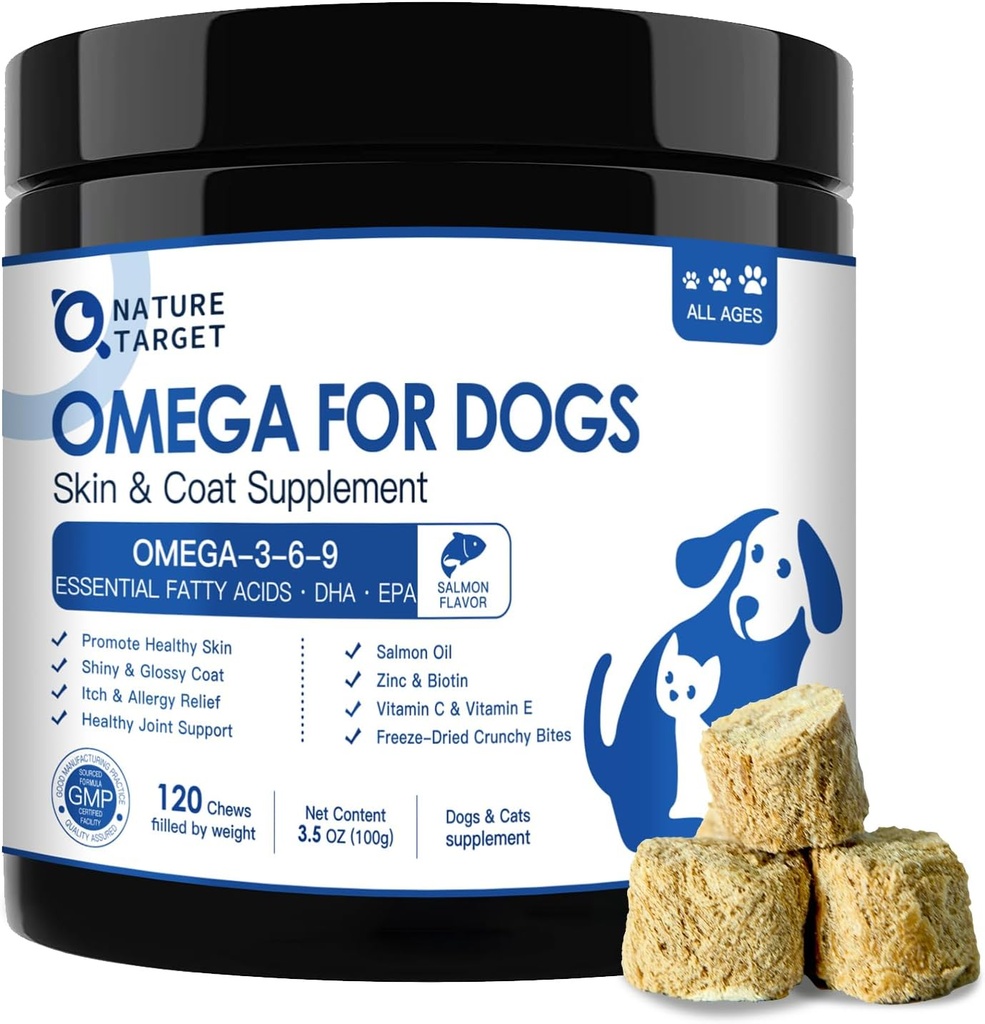 Köpekler için Omega 3 Balık Yağı, EPA & DHA Fatty Asits ile Dövme ve Anti Shedding, Hot Spots Tedavisi - Hip & Ortak Destek - 120ct