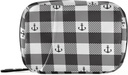 Black and White Plaid Anchor Pill Box 7 Günlük Pill Case Travel Pill Organizer Bag with Surface Portable Weekly Case Compact Boyut for Vitamin Supplement Sahibi