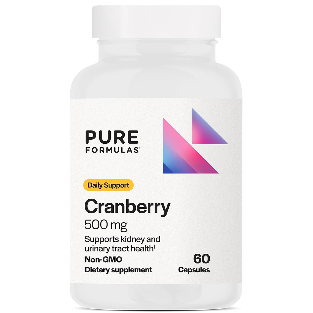 PureFormulas Cranberry 500 mg - Destekler Kidney ve Urinary Tract Health - Immune Protection and Cellular Health - Cranberry Pills for Women & Men - Non-GMO - 60 Capsules