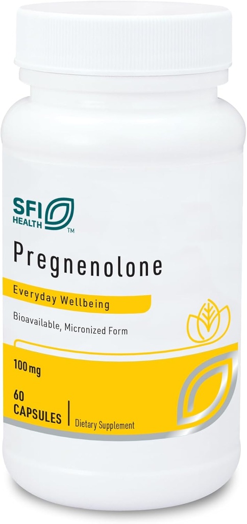 Klaire Labs SFI Health Pregnenolone - May Support Memory, Mood & Energy for Adults - 100mg Προέρχεται από Wild Yam - Bioδιαθέσιμο & Μικρονισμένο για Ενισχυμένη Απορρόφηση - Hypoallergenic (60 Κάψουλες)