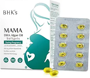 Προγεννητικό DHA Algae Oil του BHK, Υποστήριξη για Μάμας, τον εγκέφαλο του μωρού και την ανάπτυξη του νευρικού συστήματος από την εγκυμοσύνη στη Νοσηλευτική, Omega-3, 60 Softgels
