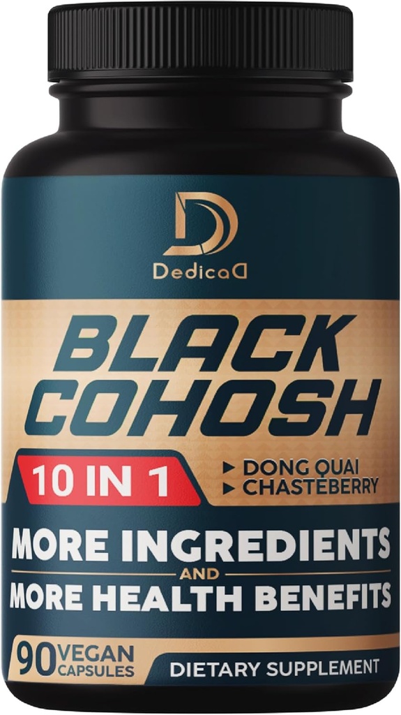 Black Cohosh Supplement - Menopause & Immune Health için 3 Ay - 12 Potent Herb'in Ölmesi, Chasteberry, Wild Yam, Red Clover, Black Pepper & Diğerleri - 90 Vegan Capsules