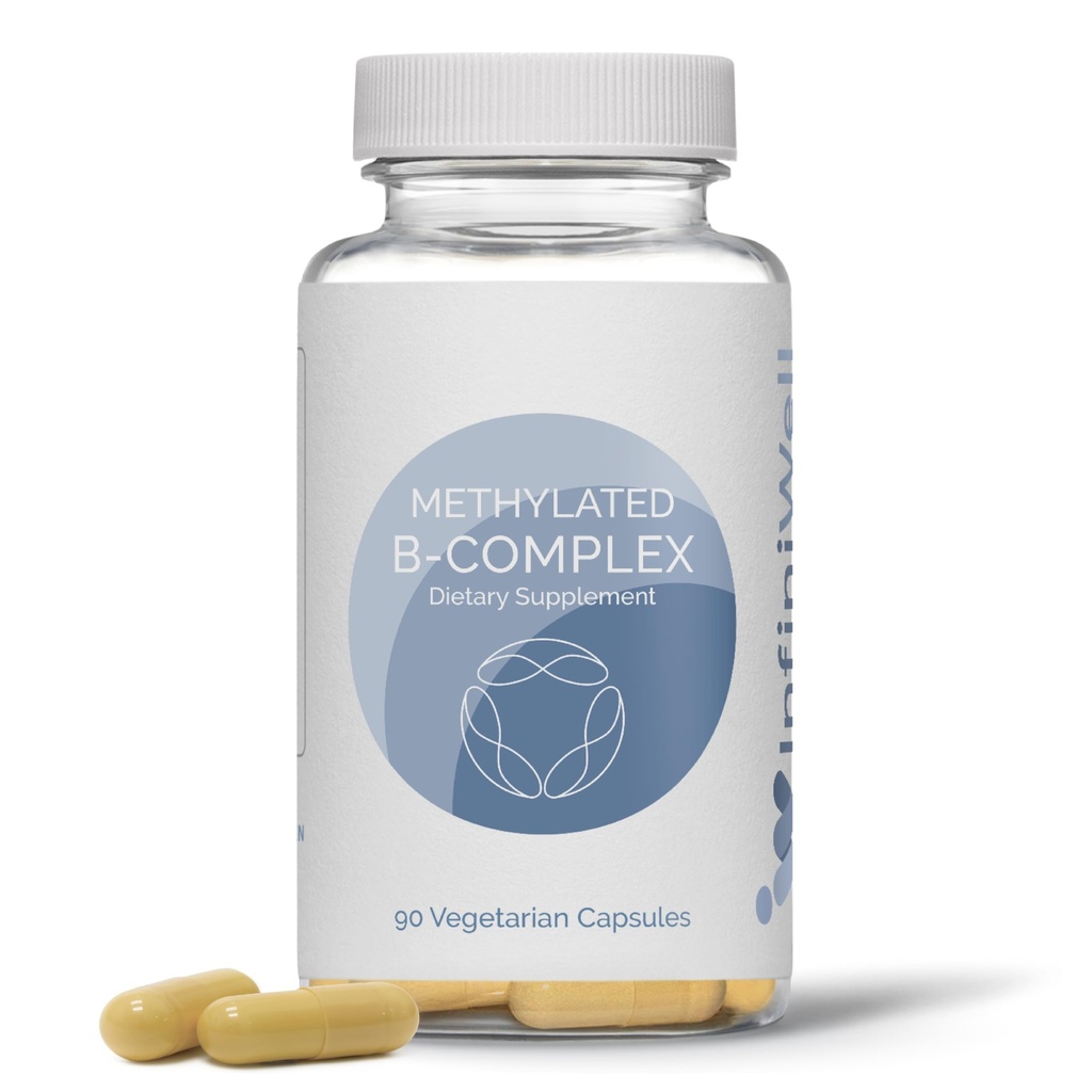 InfiniWell Methylated B Complex - Methylated Multivitamin with B Vitamins - High-Potency, Active Forms for Nervous System, Immune & Adrenal Health - Promotes Healthy Methylation (90 Capsules)
