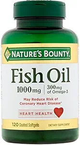 Nature's Bounty 300 mg Omega-3 Fish Oil 1000 mg Softgels 120 kaplama Soft Gels (Pack of 2)
