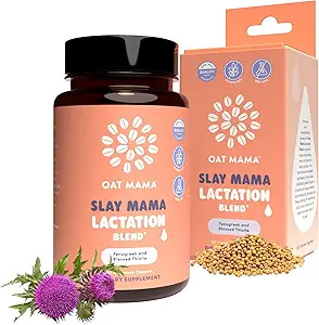 OAT MAMA Organic Lactation Supplement - 'Slay Mama' Ευλογημένη Thittle & Fenugreek Κάψουλες - Βότανο Γαλουχία Μείγμα, Επιλόχεια Υποστήριξη για Θηλασμό Moms
