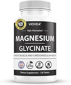 Magnezyum Glycinate - ABD'de 400 mg, hizmet başına, 120 Tablet,% 100 Chelated for Higher Abxia, Non-GMO and Gluten-Free, Supports Muscle, Bones and Heart Well-Being