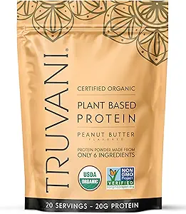 Truvani Vegan Pea Protein Toz | Peanut Butter | 20g Organik Bitki Temel Protein | 20 Hizmet | Keto | Gluten & Dairy Free | Low Carb | No Ek Olmayan Şeker