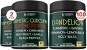 Bundle 7in1 Turmeric Curcumin & 6in1 Dandelion Supplement - Support Heart, Digestion Health and Immune System
