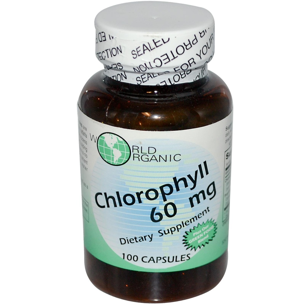 World Organic Mega Chlorophyll, 100 mg, Capsules, 60 capsules
