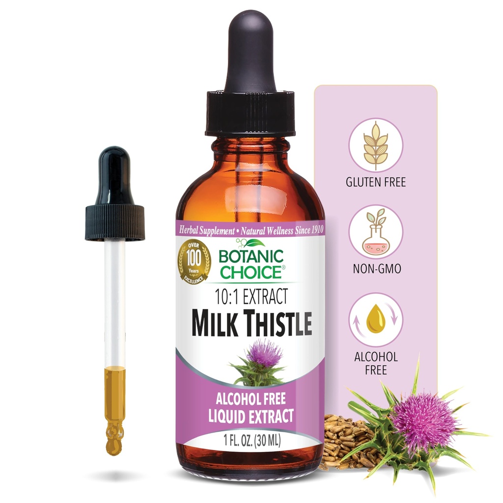 Botanic Choice Milk Butle Liquid Extract, Alkol Free, Gluten Free, Fast Acting Traditional Liver Favorite, 1 fl. ozle