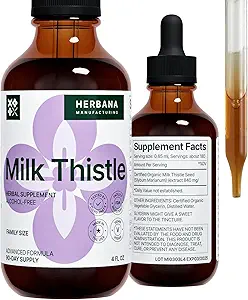 Süt Butle 4 fl oz Sıvı Ekstraksiyon - Doğal Canlı Destek Geri Döndü - Temiz ve Detox Herbal Supplement - Silybum Marianum Tincture for Man & Woman - Family Dimension - High Potency - 90-Day Supply