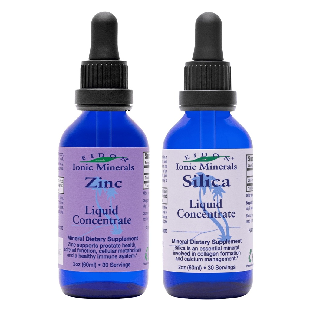 Eidon Ionic Minerals Sıvı Silica & Çinko Drops, 2 Fl Oz, Immune Health, Skin Care, All-Doğal Malzemeler, Yapay Renkler veya Preservatifler