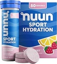 Nuun Sport Electrolyte Tablets with Magnesium, Calcium, Potassium, Chloride & Sodium, Gluten Free & Vegan, Strawberry Lemonade, 8 Pack (80 Servings Total)