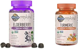 Garden of Life Organics Gummys Elderberry for Adults & Kids - Συμπλήρωμα Υποστήριξης Ανοσοποιητικών με Βιολογικά Φρούτα & Βιολογικά Κουρκουμάς Φλεγμονώδης Ανταπόκριση Gummy - 120 Real Fruit Gummies for Kids & Adults