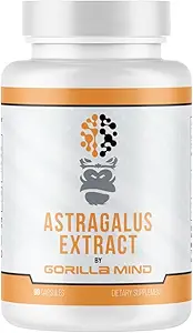 Gorilla Mind Astragalus 750 mg Capsules - Long Term Immune Support and Improv Cardiovascular Health (90 Capsules)