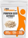 BulkSupplements.com Pumpkin Seed Extract Powder - συμπλήρωμα σπόρων κολοκύθας, συμπλήρωμα βοτάνων - Vegan & Gluten Free, 500mg per Serving, 250g (8,8 oz) (πακέτο του 1)