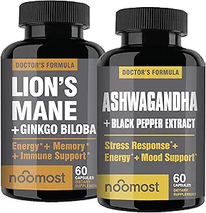NooMost Lions Mane και Ashwagandha με Gingko Biloba και Black Pepper