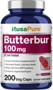 NusaPure Butterbur 100 mg per caps 200 Veggie Capsules (Non-GMO, Vegetarian, Vegan)