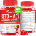 Μηλίτης μηλίτη Ξύδια, Keto ACV Gummies Max Strength 2000mg Μηλίτη μηλίτη Ξίδι με τη μητέρα, τα προβιοτικά και βιταμίνη B12, για την πέψη, το μεταβολισμό, την κάθαρση & Detox Diet, 60 Count