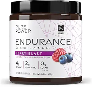 Pure Power Endurance Toz, Berry Blast Flavor, 9.1 oz (258 g), 30 Hizmet, 4 g of Glycine, 2 g of L-Arginine, 0 g of Sugar, Non-GMO, NSF Sport, Dr. Mercola