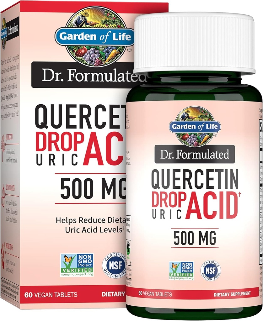 Life Quercetin Probiyotik & Uric Acid Support with Tart Cherry, Vitamin C from Organic Acerola and Rose HIPS Plus Luteolin – Dr Formulated – Gluten Free and Non GMO – 60 Tabletler