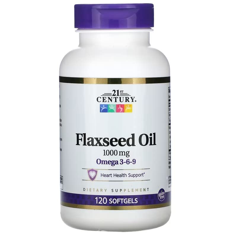 21. Yüzyıl Flaxseed Oil 1000 mg Softgels 120 Kont (3 Pack)