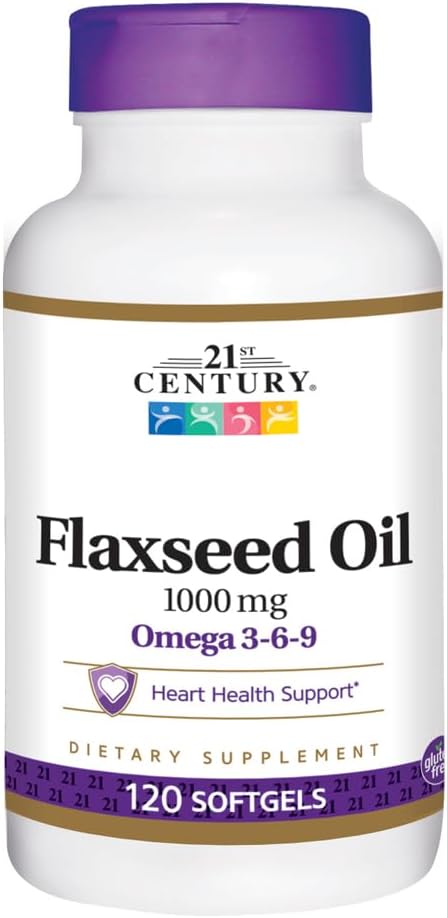 21. Yüzyıl Flaxseed Oil 1000 mg Softgels 120 Kont (3 Pack)