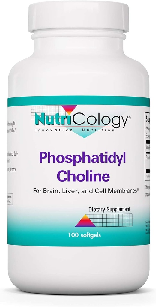 Nutricology Phosphatidyl Choline Supplement - Lecithin Capsules, Digestive Enzymes for Liver, Fat Digestion Support, Choline Supplements for Fatty Liver, 1540 mg Softgels - 100 Count