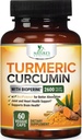 Turmeric Curcumin Supplement 2600 mg -% 95 Curcuminoids with Organic Turmeric & BioPerine Black Pepper Extract for Best Abpole, Natural Vegan Ortak Destek, ABD'de Şişelenmiş - 60 Capsules